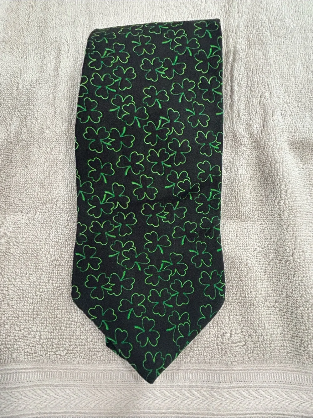 Hallmark Celebration Black with Shamrock St. Patrick's Day Silk Tie NWT